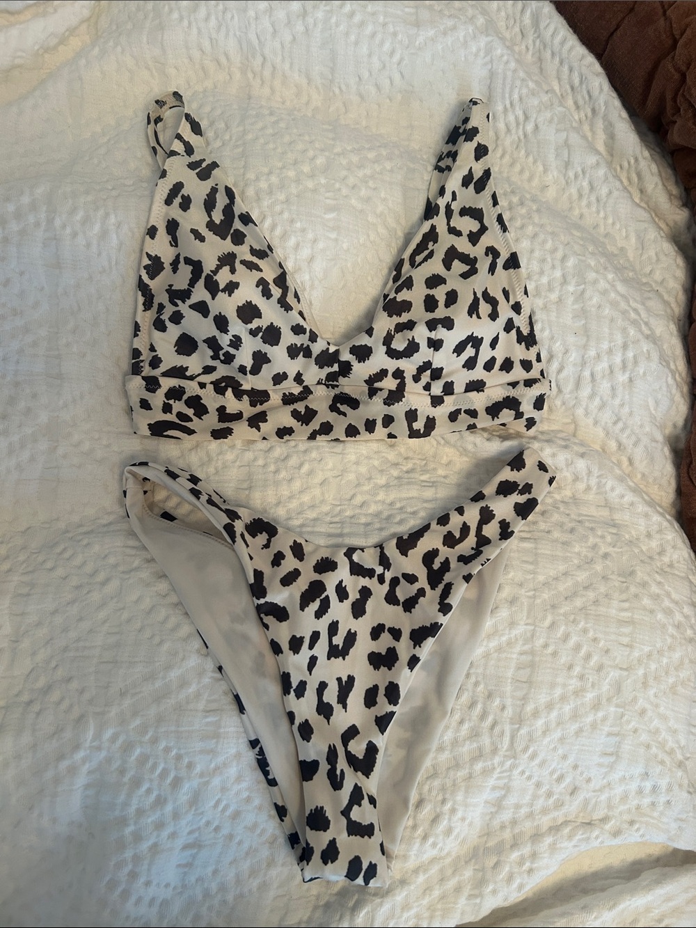 aerie Leopard Print Bikini in Cream and Black